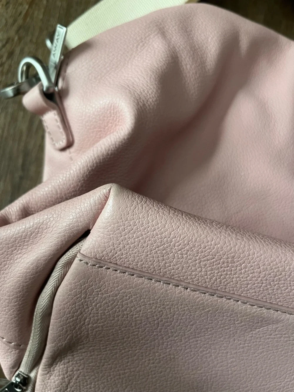 Away Pink Leather Weekender Travel Bag with Removable Strap - Picture 14 of 14